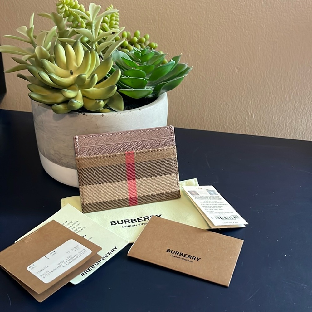 Burberry Beige Tan Icon Stripe Card Holder